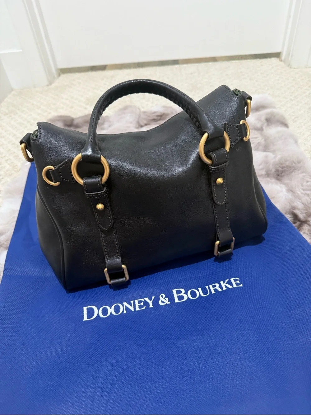 Dooney & Bourke Florentine Leather Satchel, Regular Size Black Black